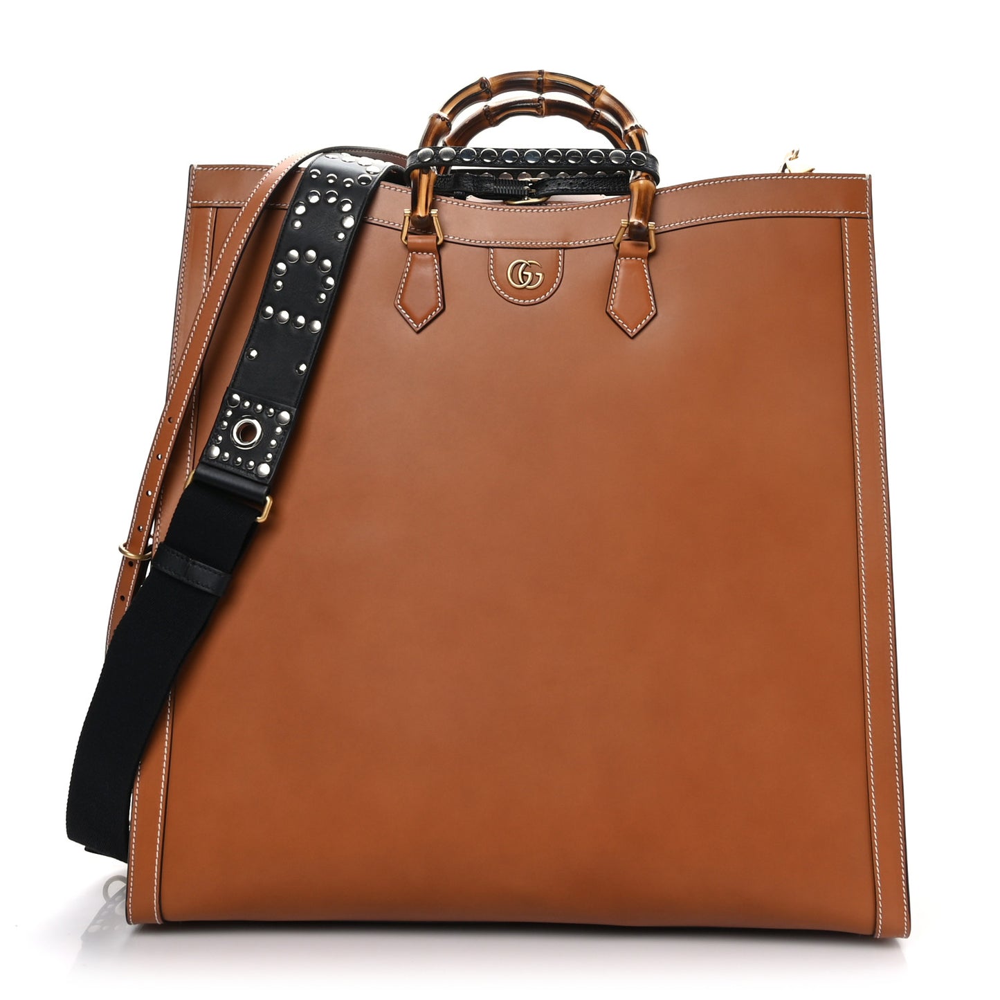 Calfskin Studded Maxi Diana Tote Bag Cuir