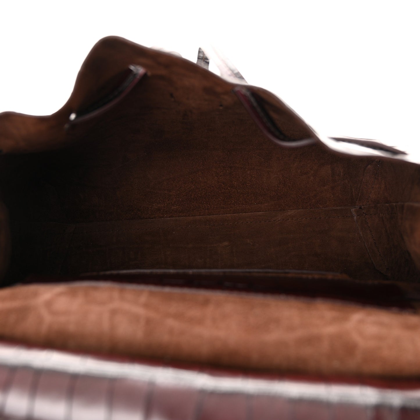 Calfskin Crocodile Embossed Lady Bag Burgundy
