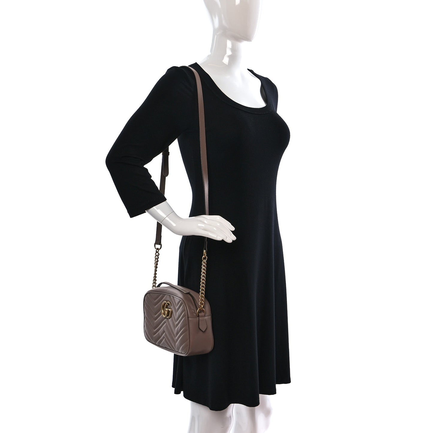 Calfskin Matelasse Small GG Marmont Chain Shoulder Bag Porcelain Rose
