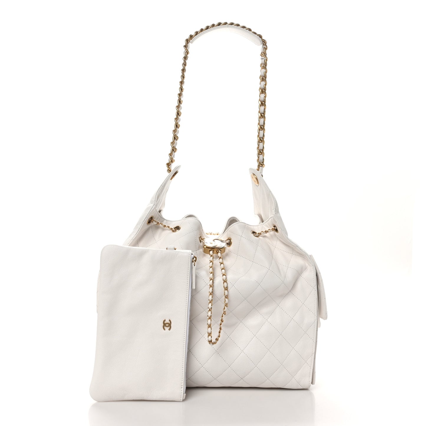 Caviar Quilted Medium Chanel 25 Handbag White