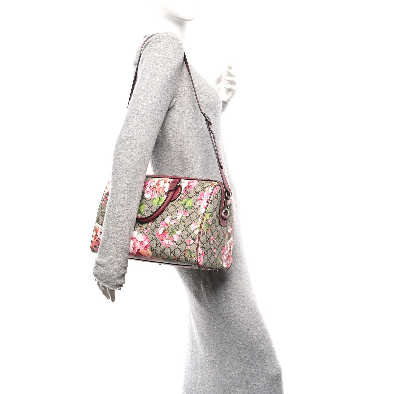 Gucci GG Supreme Monogram Blooms Medium Boston Beige Multicolor Dry Rose 2 of 10