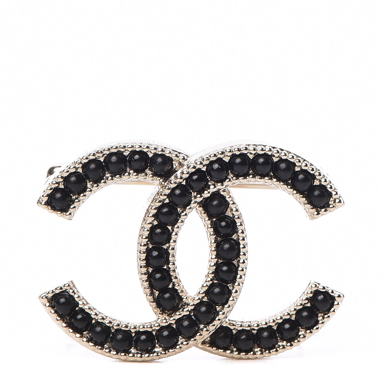 Chanel Bead CC Brooch Black Light Gold 1 of 4