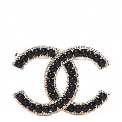 Chanel Bead CC Brooch Black Light Gold 1 of 4