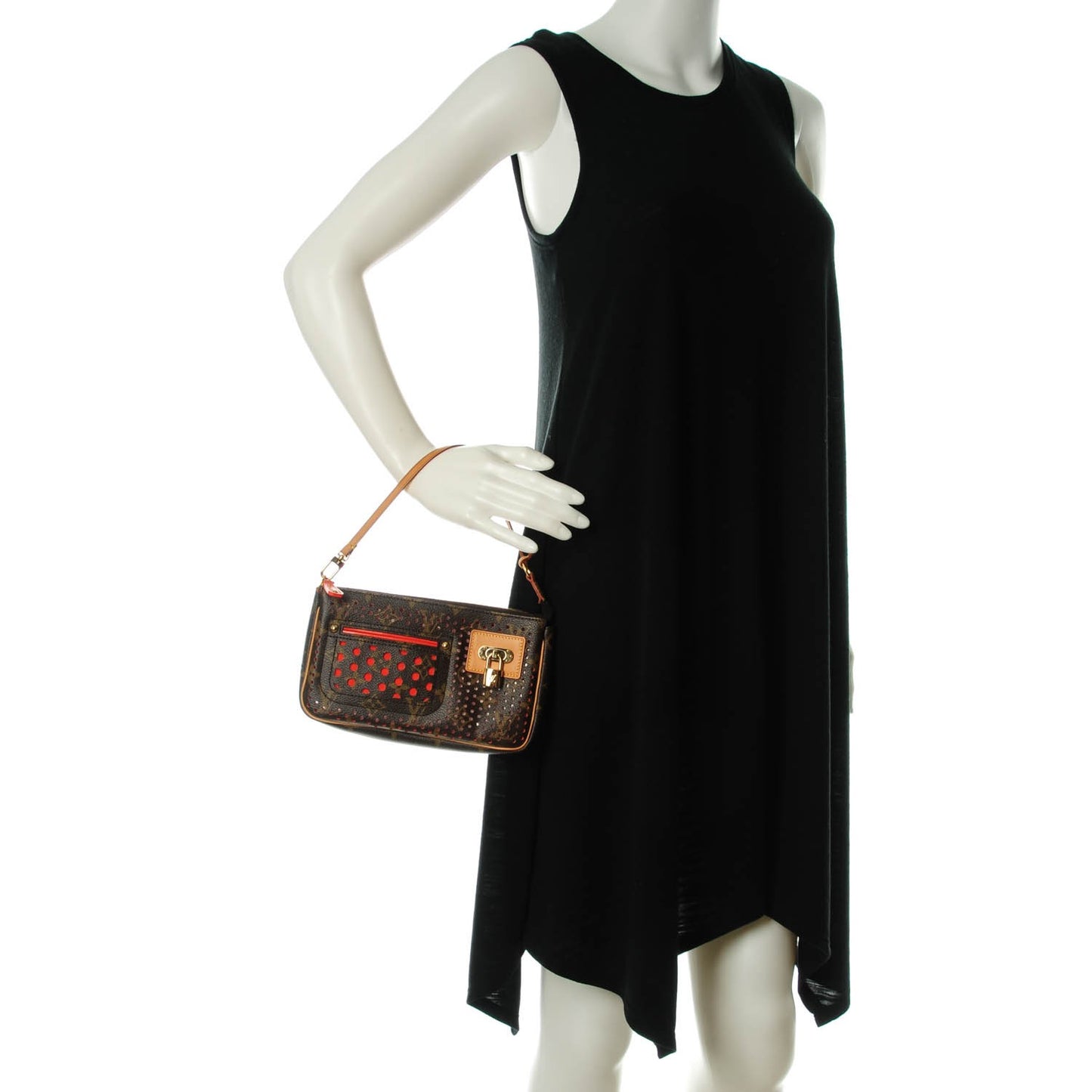 Monogram Perforated Pochette Accessories Bag Orange
