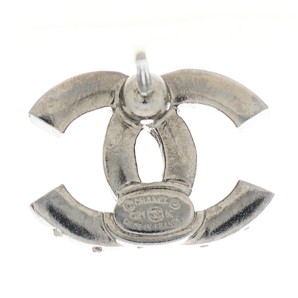 Chanel Crystal Mini CC Earrings Silver 4 of 5