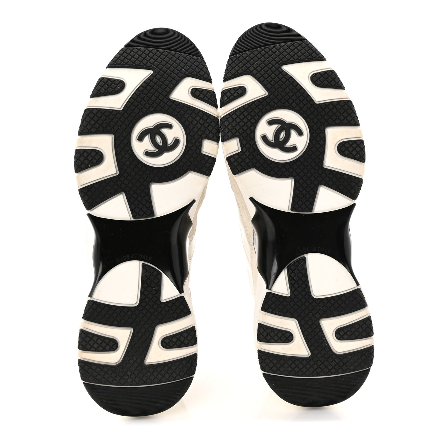 Suede Calfskin Womens CC Sneakers 36.5 White Black