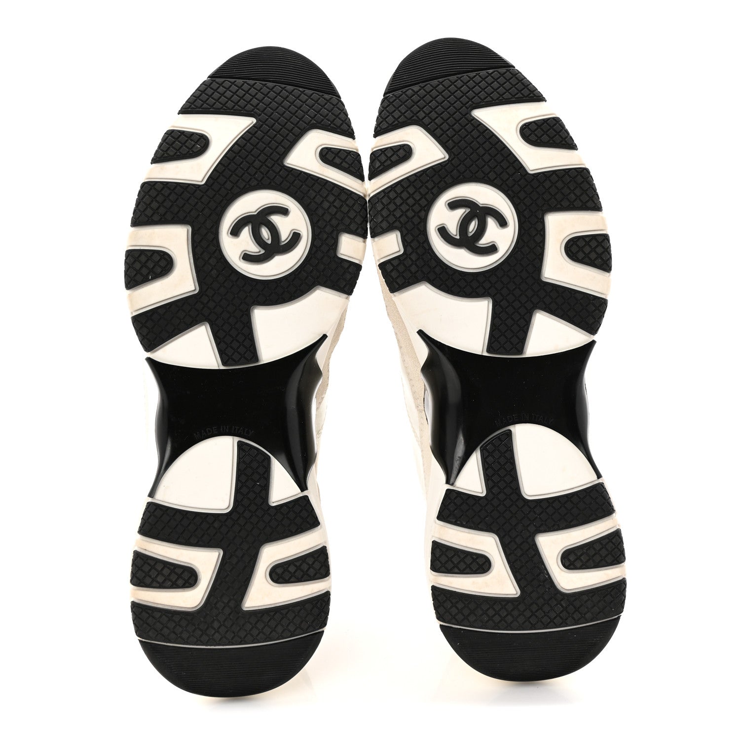 Chanel Suede Calfskin Womens CC Sneakers 36.5 White Black 6 of 10