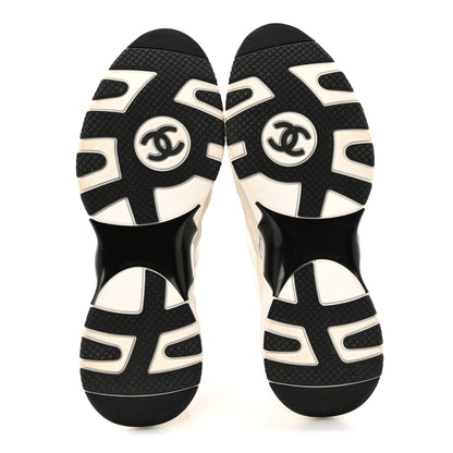 Chanel Suede Calfskin Womens CC Sneakers 36.5 White Black 6 of 10