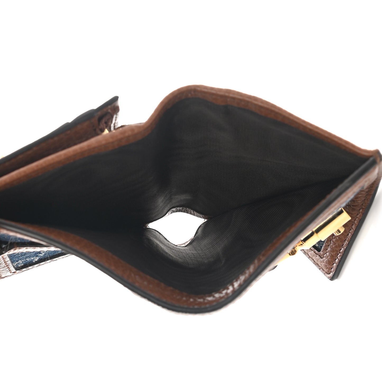 New Denim GG Monogram Jackie 1961 Card Case Blue Tea Cuir