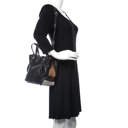 Burberry Grainy Calfskin House Check Small Maidstone Black 2 of 8