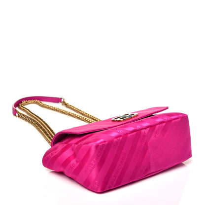 Balenciaga Nylon Jacquard Diagonal Logo S BB Round Shoulder Bag Rose Magenta 4 of 9