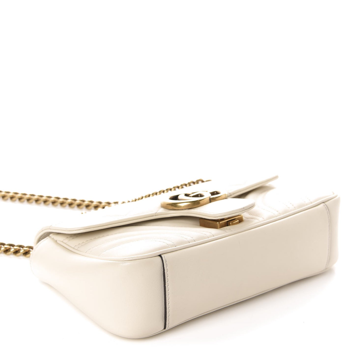 Calfskin Matelasse Mini GG Marmont Shoulder Bag White