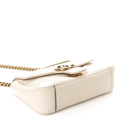 Gucci Calfskin Matelasse Mini GG Marmont Shoulder Bag White 4 of 13