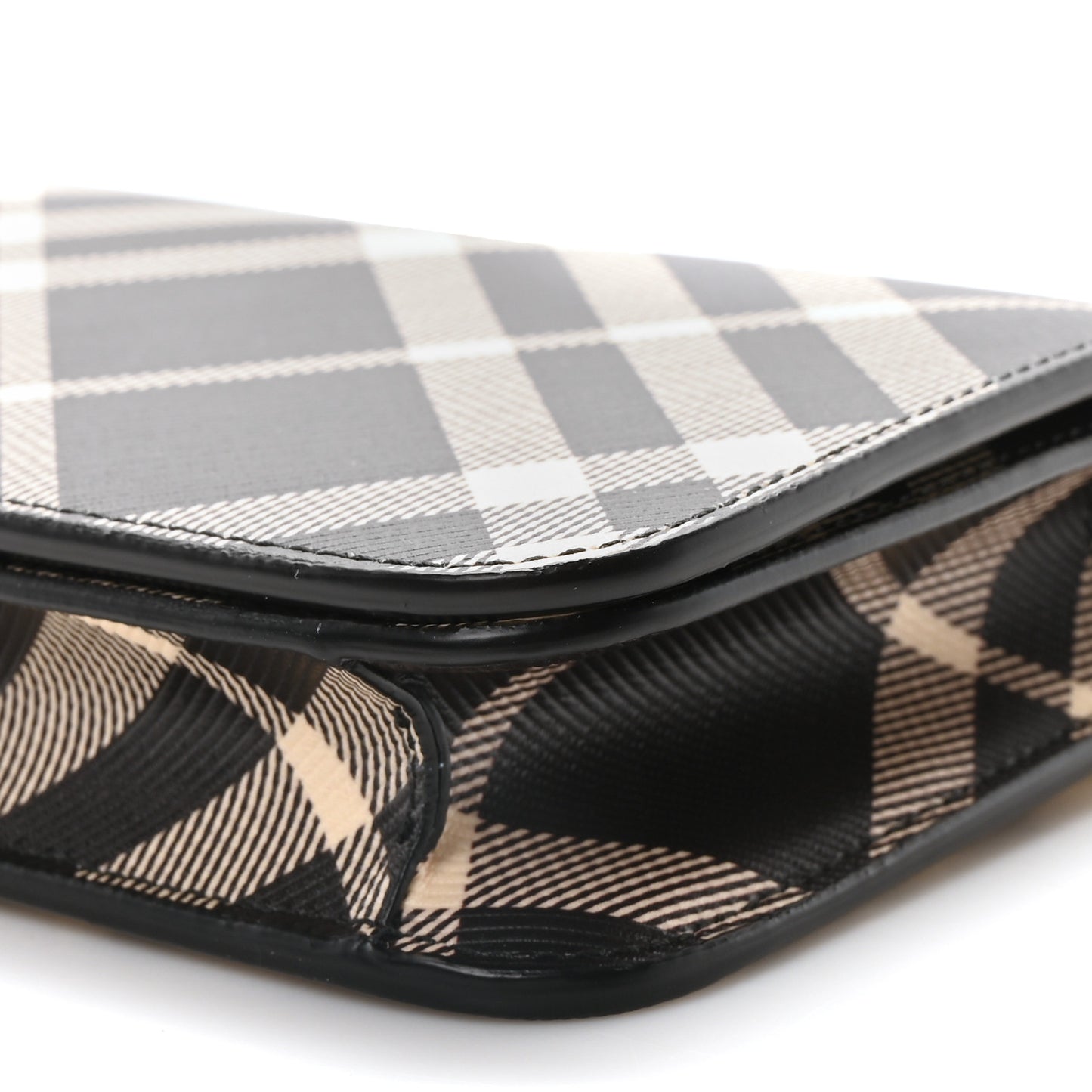 Check Chain Strap Wallet Black Calico