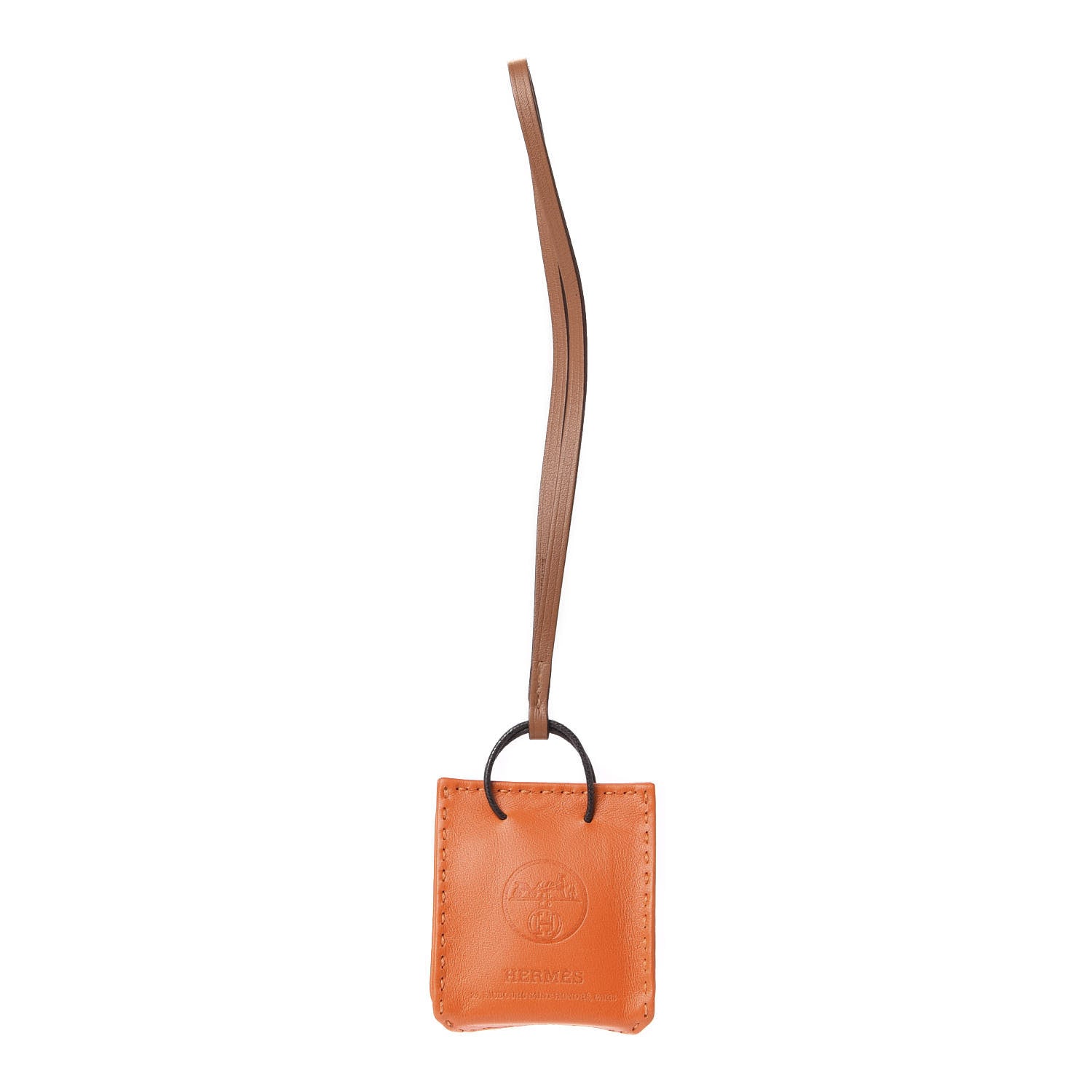 Hermes Milo Lambskin Swift Shopping Bag Charm Feu Gold 1 of 4