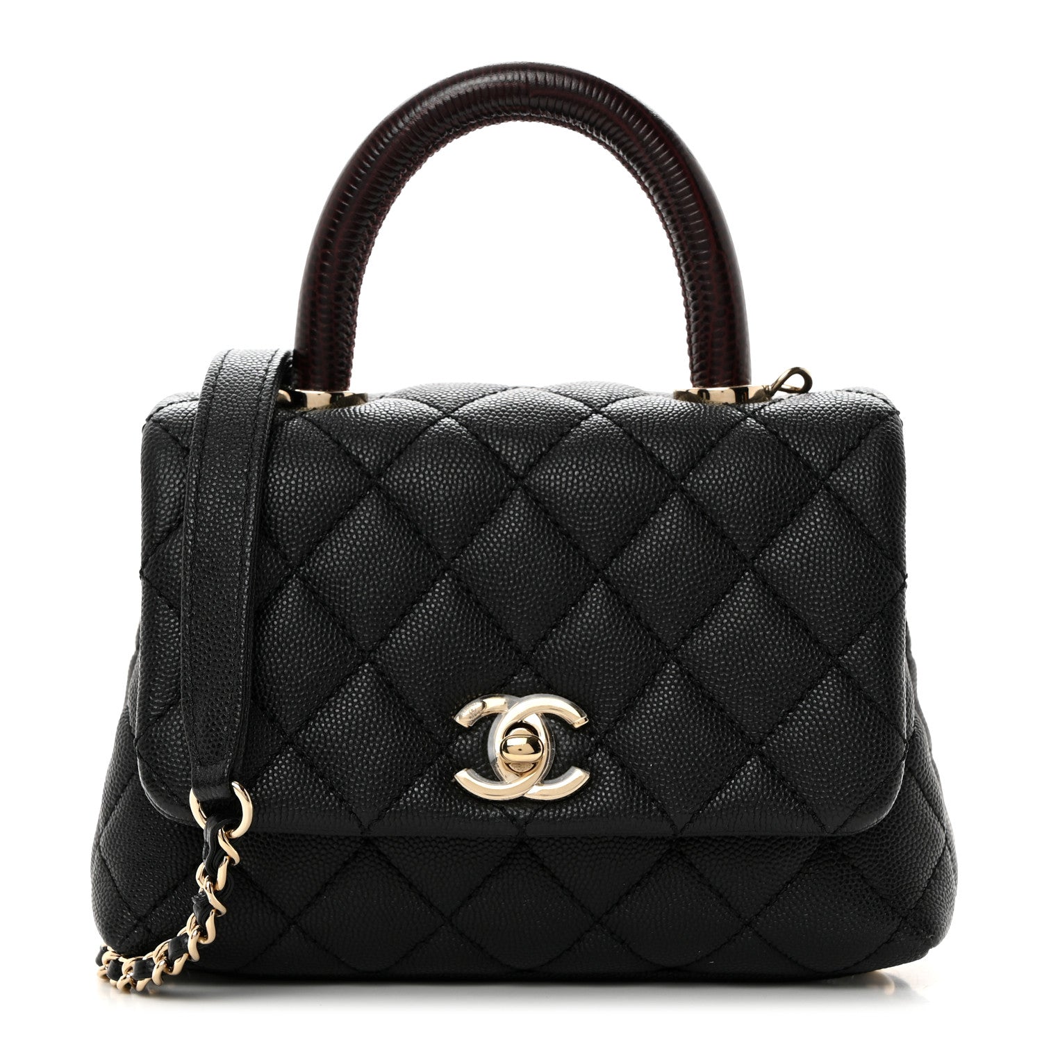 Chanel Caviar Lizard Embossed Quilted Extra Mini Coco Handle Flap Black 1 of 10