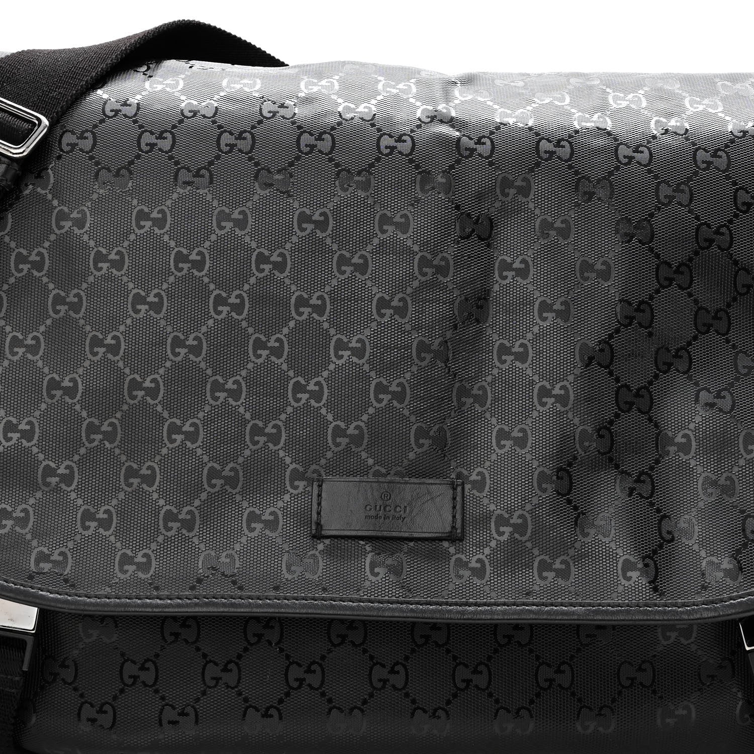 Gucci Imprime Monogram Large Double Buckle Flap Messenger Bag Black 8 of 10