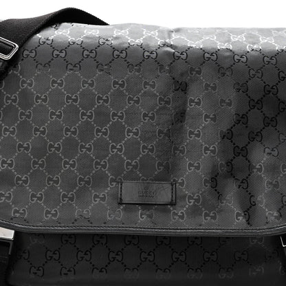 Gucci Imprime Monogram Large Double Buckle Flap Messenger Bag Black 8 of 10