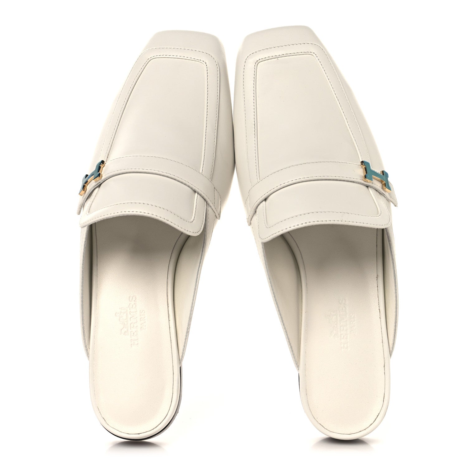 Hermes Calfskin Womens Groupie Mules 35 White 2 of 9