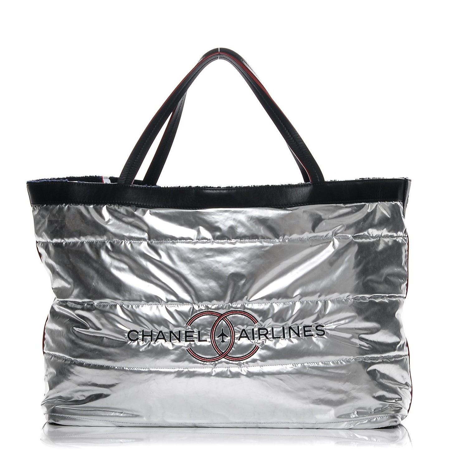 Reversible Airlines Tote Silver Navy