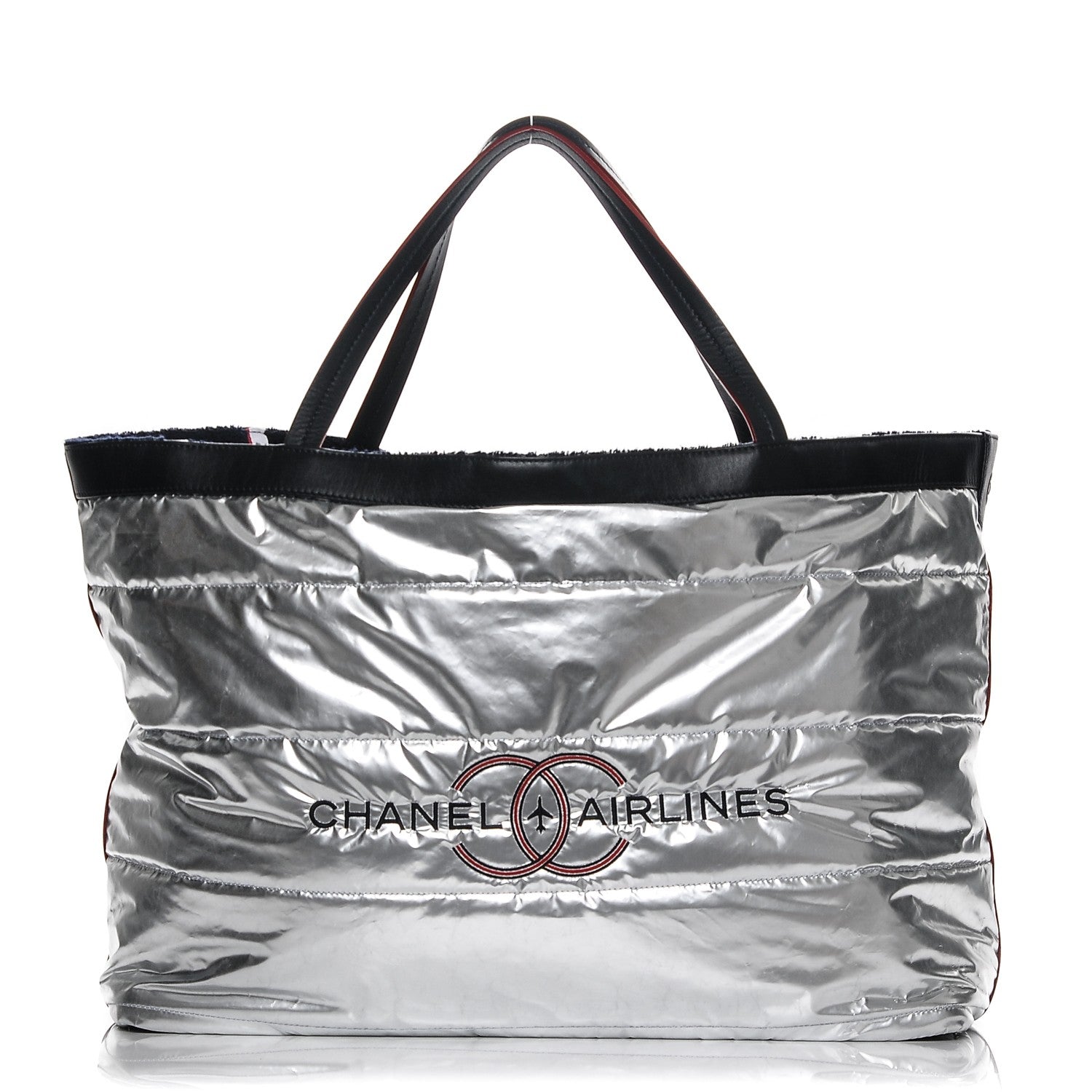 Chanel Reversible Airlines Tote Silver Navy 1 of 15