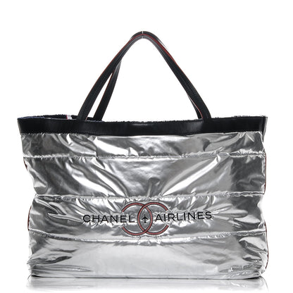 Chanel Reversible Airlines Tote Silver Navy 1 of 15