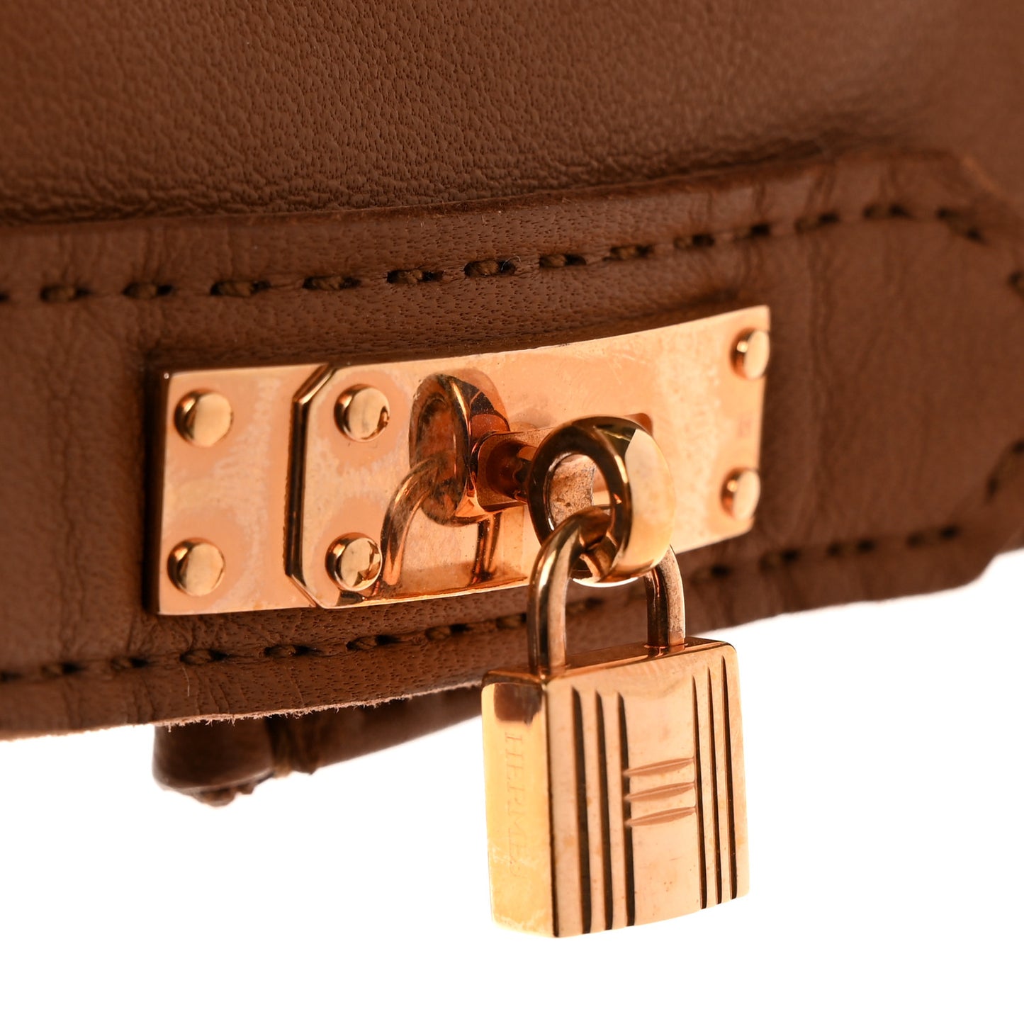 Lambskin Soya Kelly Lock Gloves 7.5 Brown