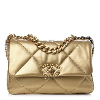 Chanel Metallic Goatskin Quilted Medium 19 Flap Gold 1 of 9