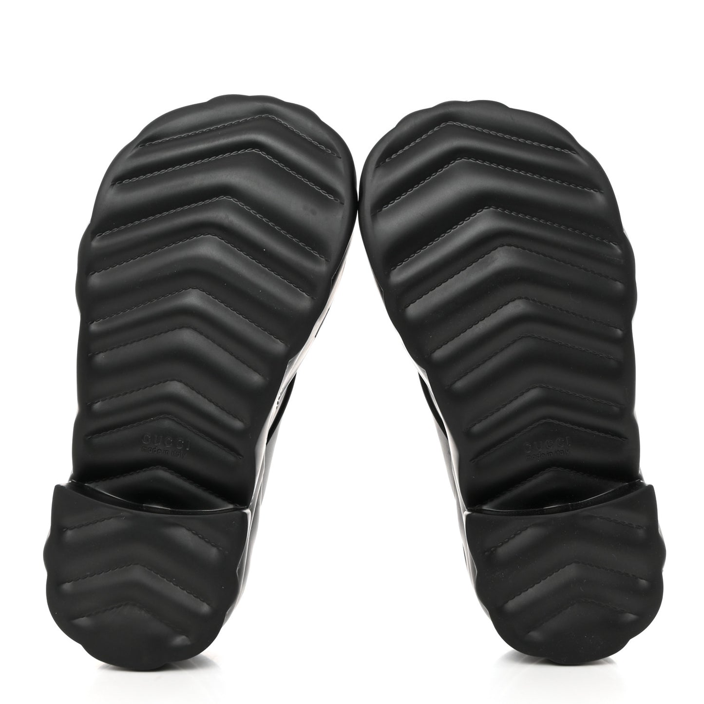 Rubber Chevron Logo Embossed Womens Thong Platform Sandals 35 Black