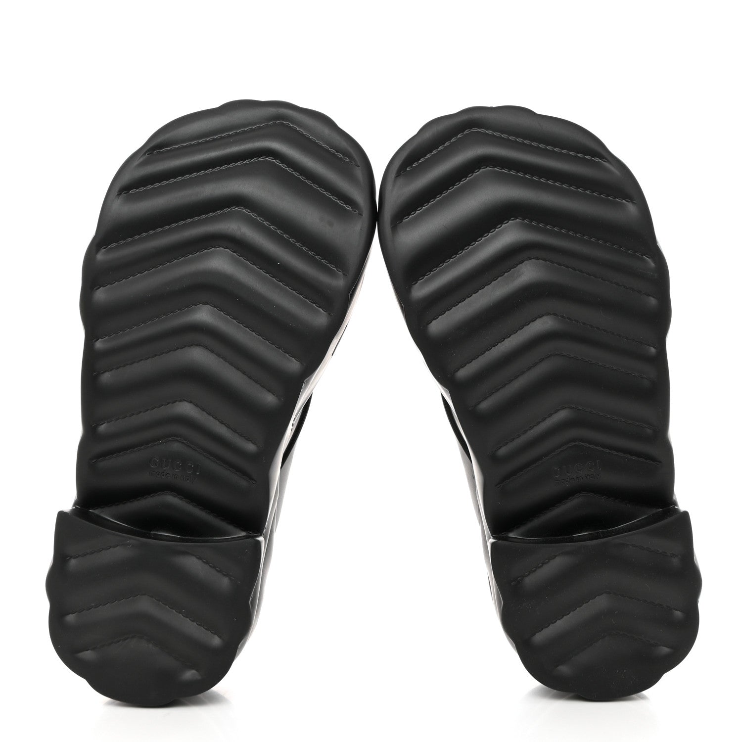 Gucci Rubber Chevron Logo Embossed Womens Thong Platform Sandals 35 Black 5 of 9