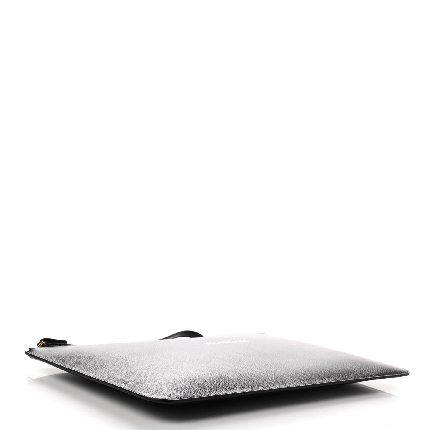 Grained Calfskin Logo Large Cash Wristlet Pouch Black White