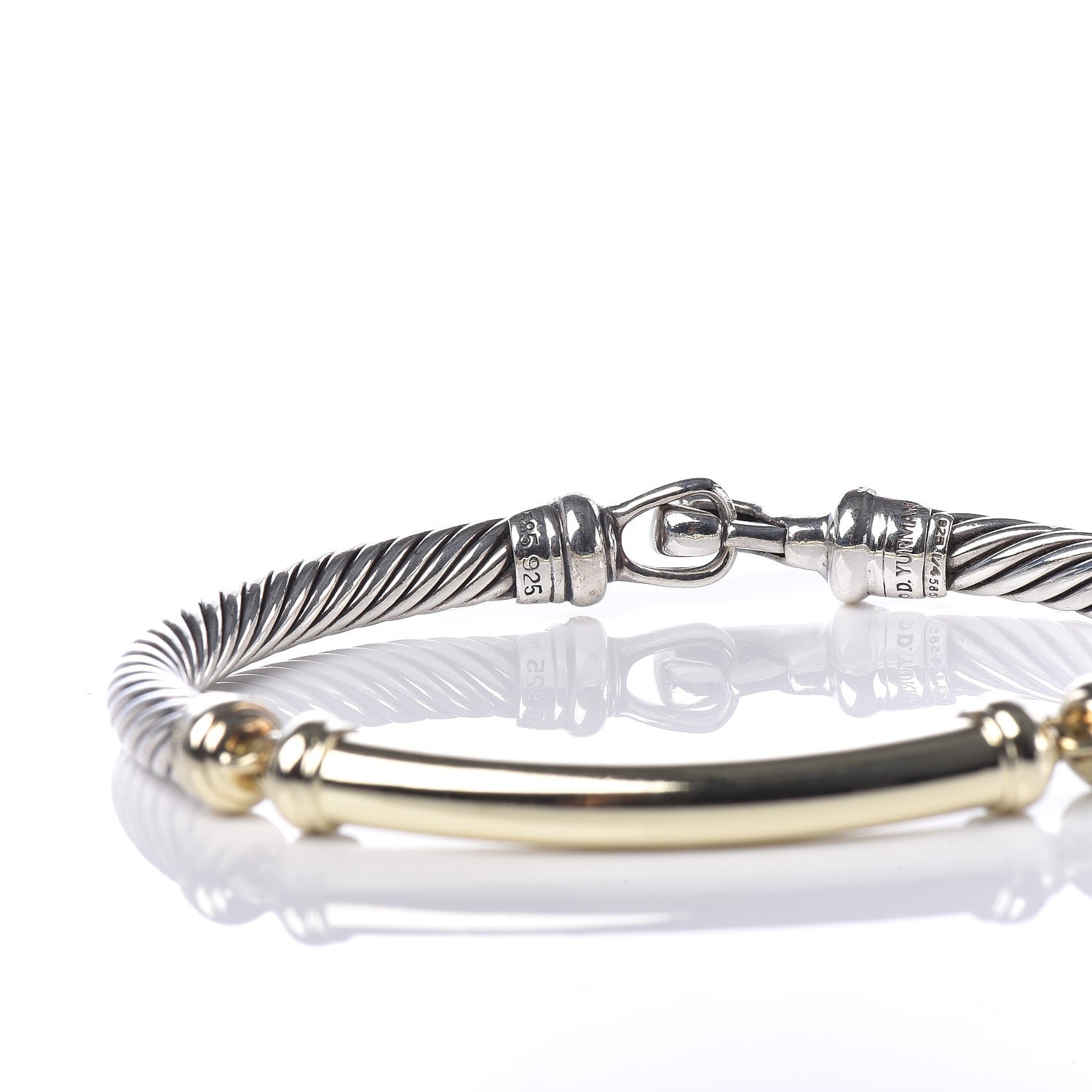 David Yurman Sterling Silver 14K Yellow Gold 5mm Metro Cable Bracelet 4 of 5