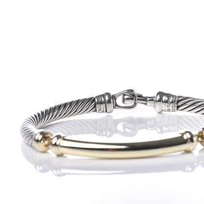 David Yurman Sterling Silver 14K Yellow Gold 5mm Metro Cable Bracelet 4 of 5