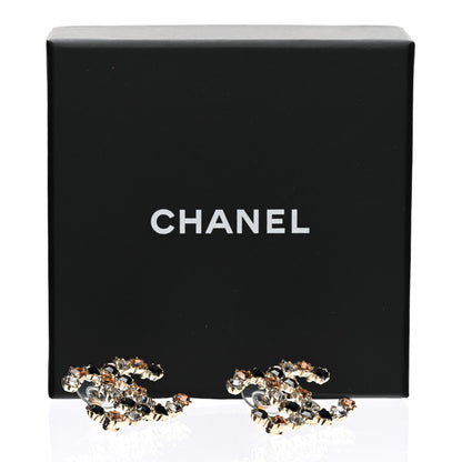 Chanel Metal Baguette Crystal CC Earrings Black Orange 5 of 5