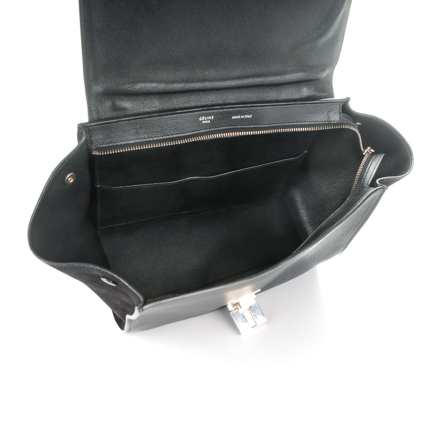 Drummed Calfskin Suede Small Trapeze Black