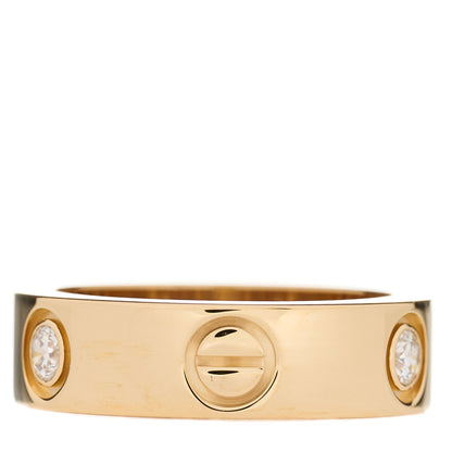 Cartier 18K Yellow Gold 3 Diamond 5.5mm LOVE Ring 50 5.25 2 of 3