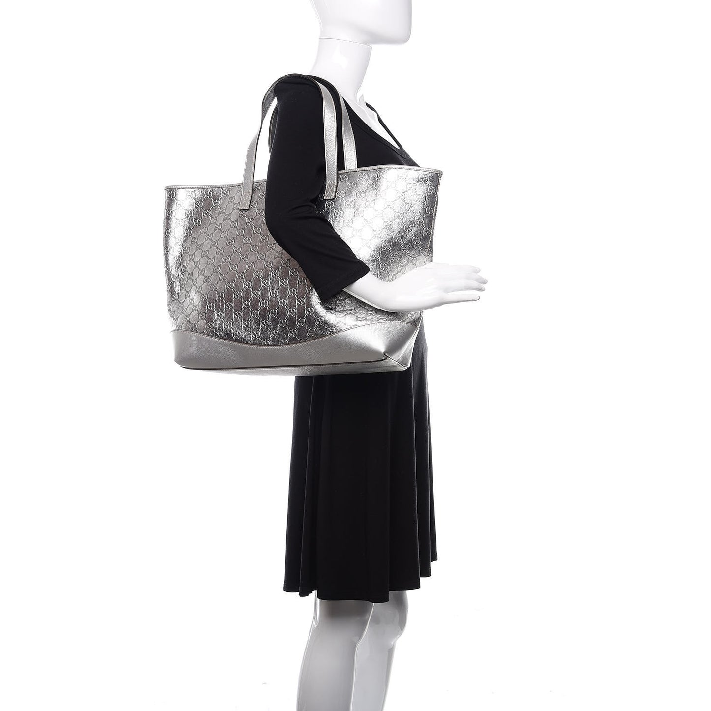Guccissima Large Tote Silver