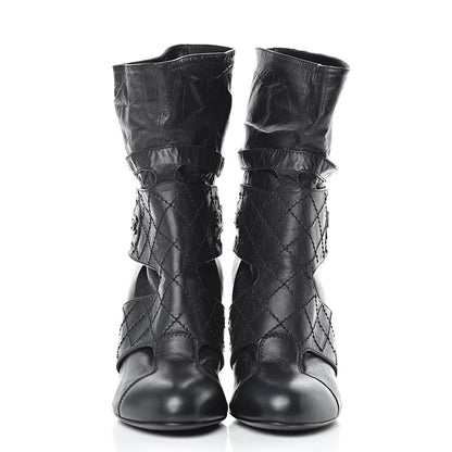 Chanel Lambskin Quilted Ankle CC Boots 39 Black 2 of 9