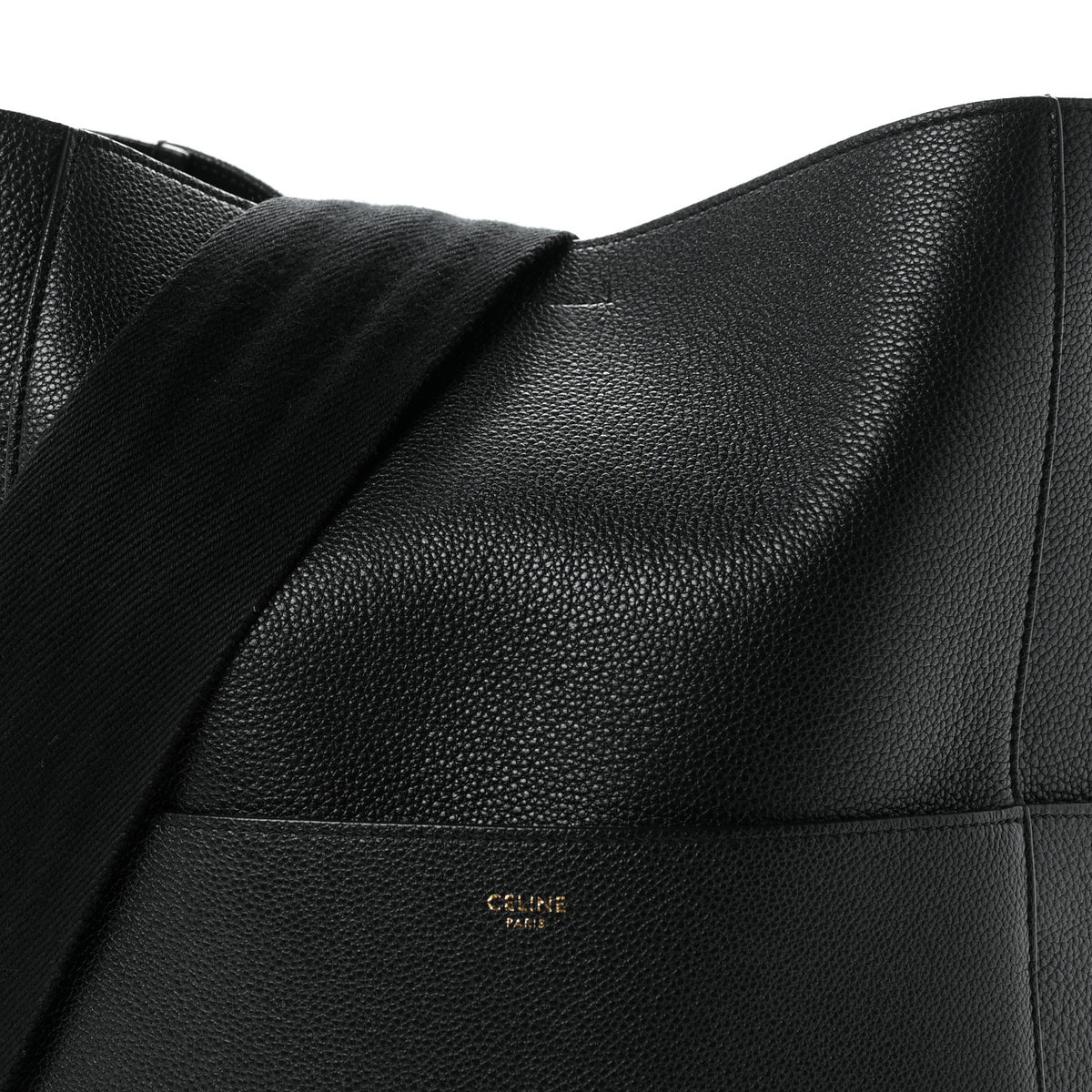 Soft Grained Calfskin Sangle Bucket Bag Black