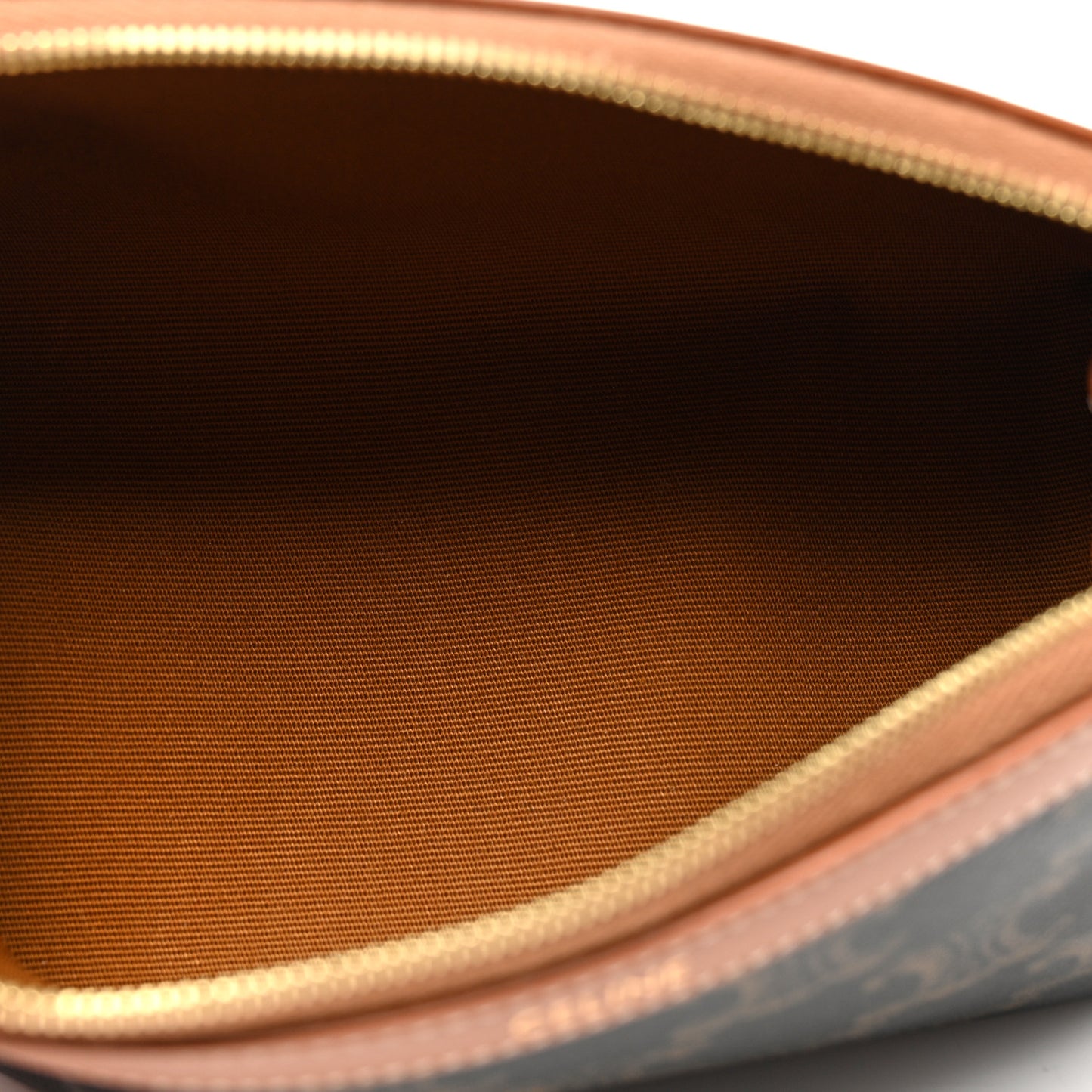 Triomphe Canvas Calfskin Small Cosmetic Pouch Tan