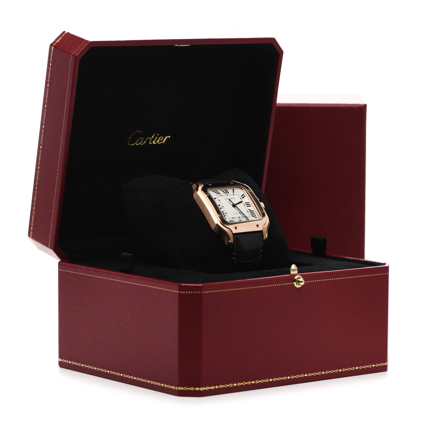 18K Pink Gold Alligator 39.8mm Santos de Cartier Automatic Watch