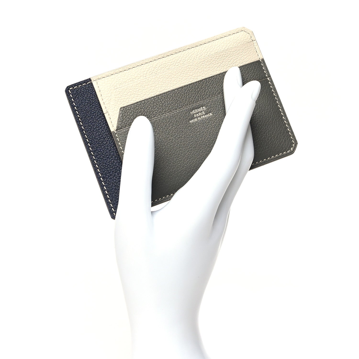 Hermes Everloco City 8CC Colorblock Card Holder Gris Meyer Beton Blue Nuit 2 of 9