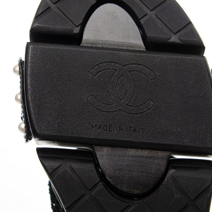 Chanel Sequin Wedge Sandals 40 Black 5 of 5