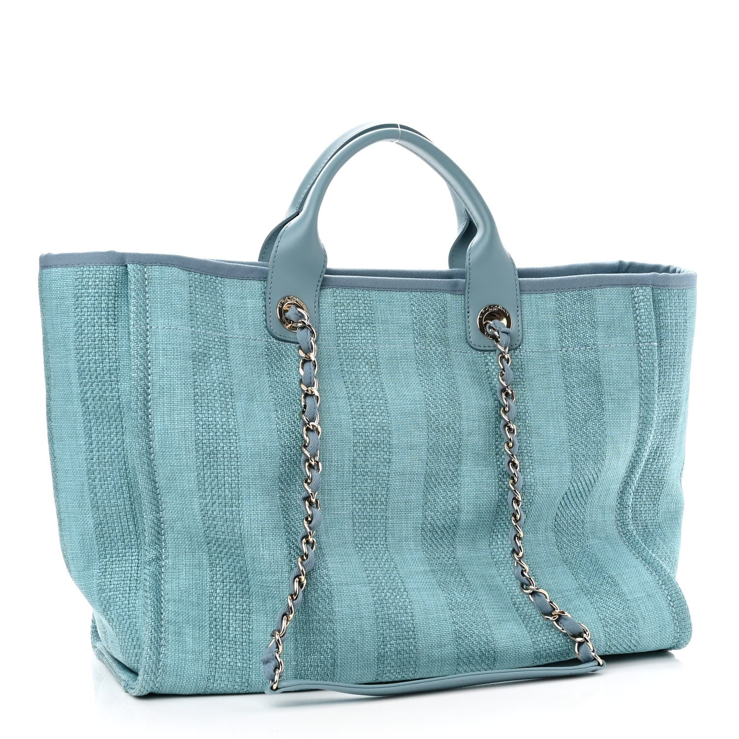 Chanel Mixed Fibers Striped Medium Deauville Tote Blue 3 of 10