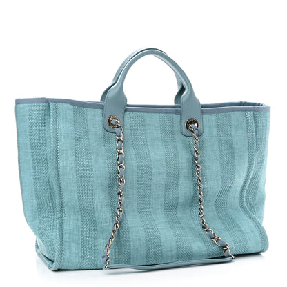 Chanel Mixed Fibers Striped Medium Deauville Tote Blue 3 of 10