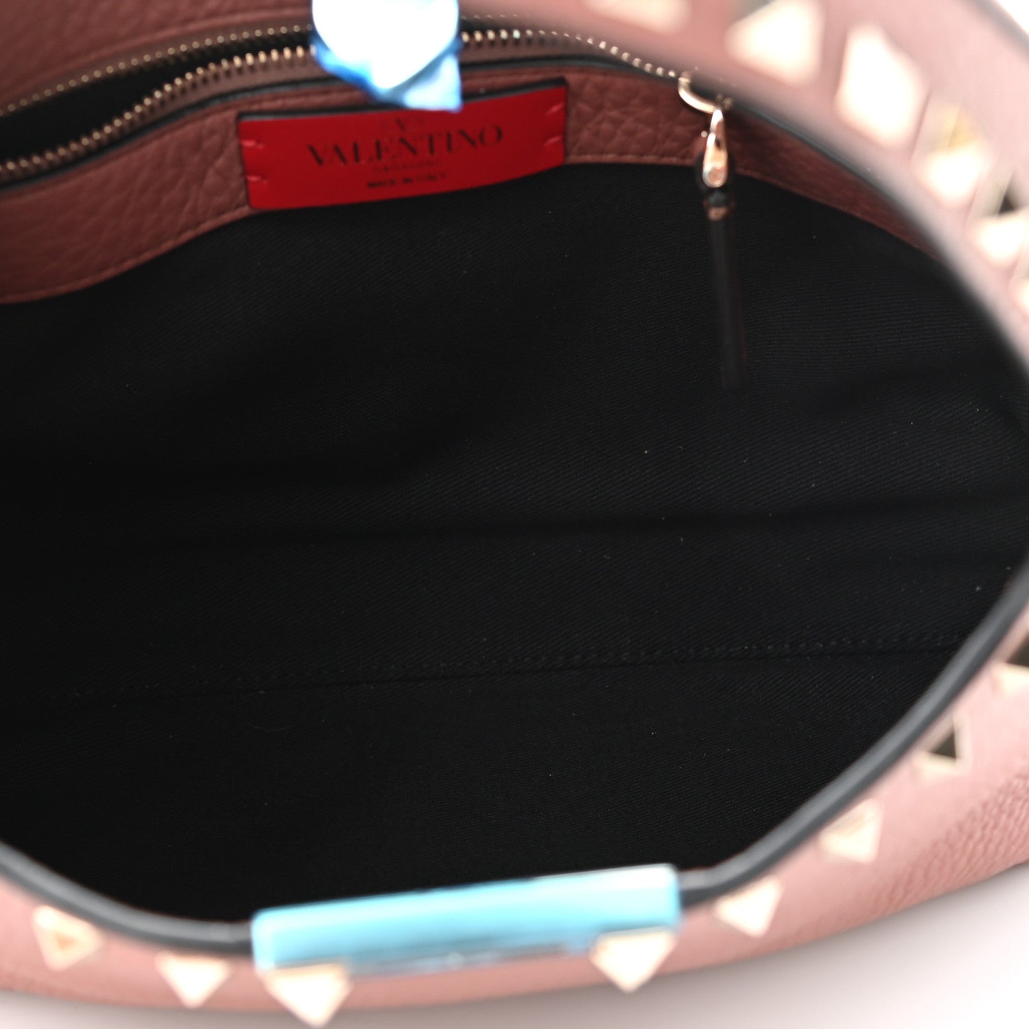Valentino Garavani Pebbled Calfskin Small Rockstud Flip Lock Hobo Dark Nude 5 of 9