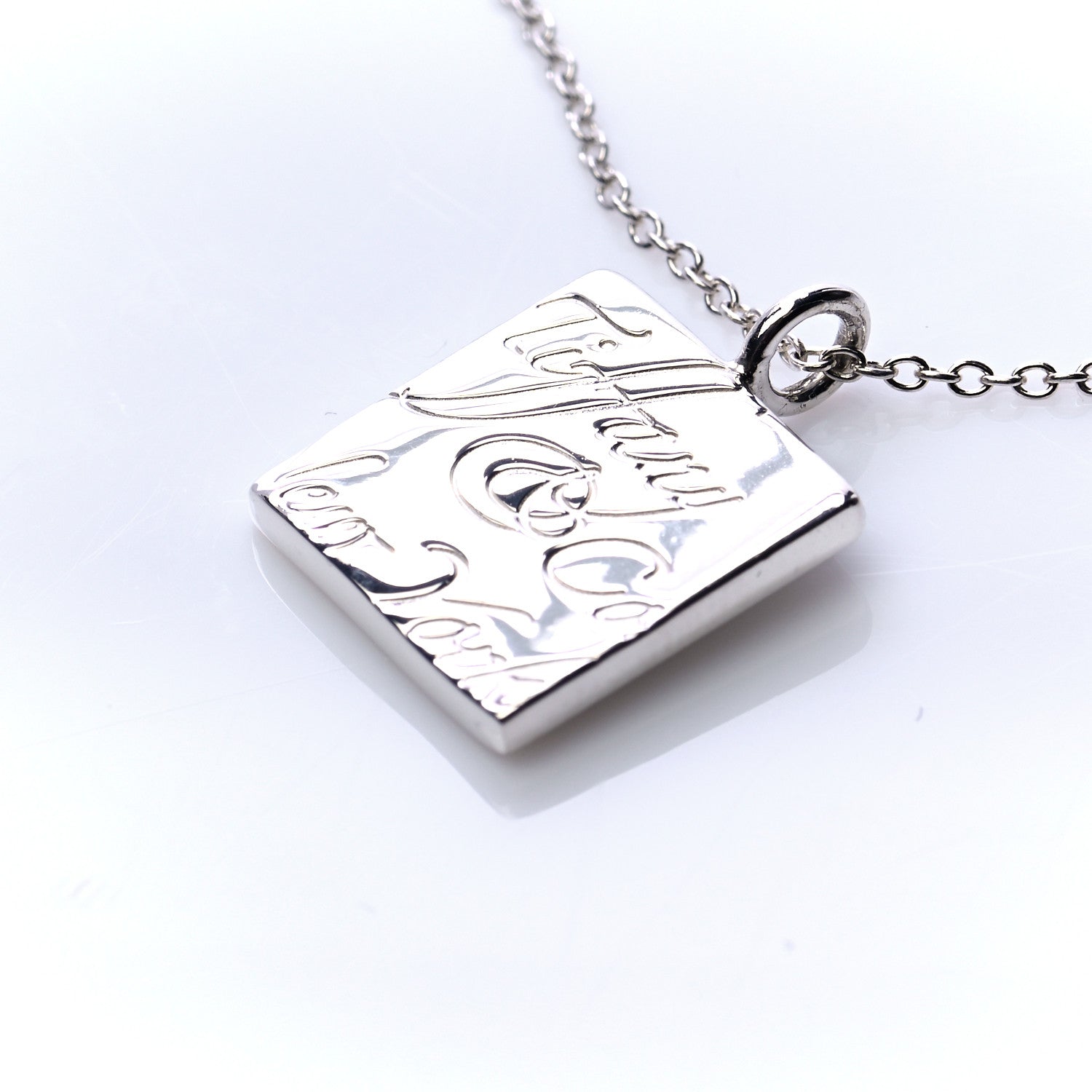 Tiffany Sterling Silver Love Notes Square Pendant Necklace 4 of 7