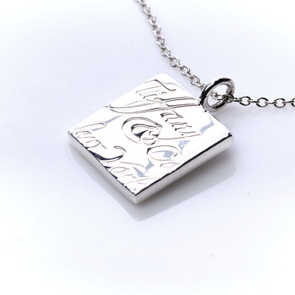 Tiffany Sterling Silver Love Notes Square Pendant Necklace 4 of 7