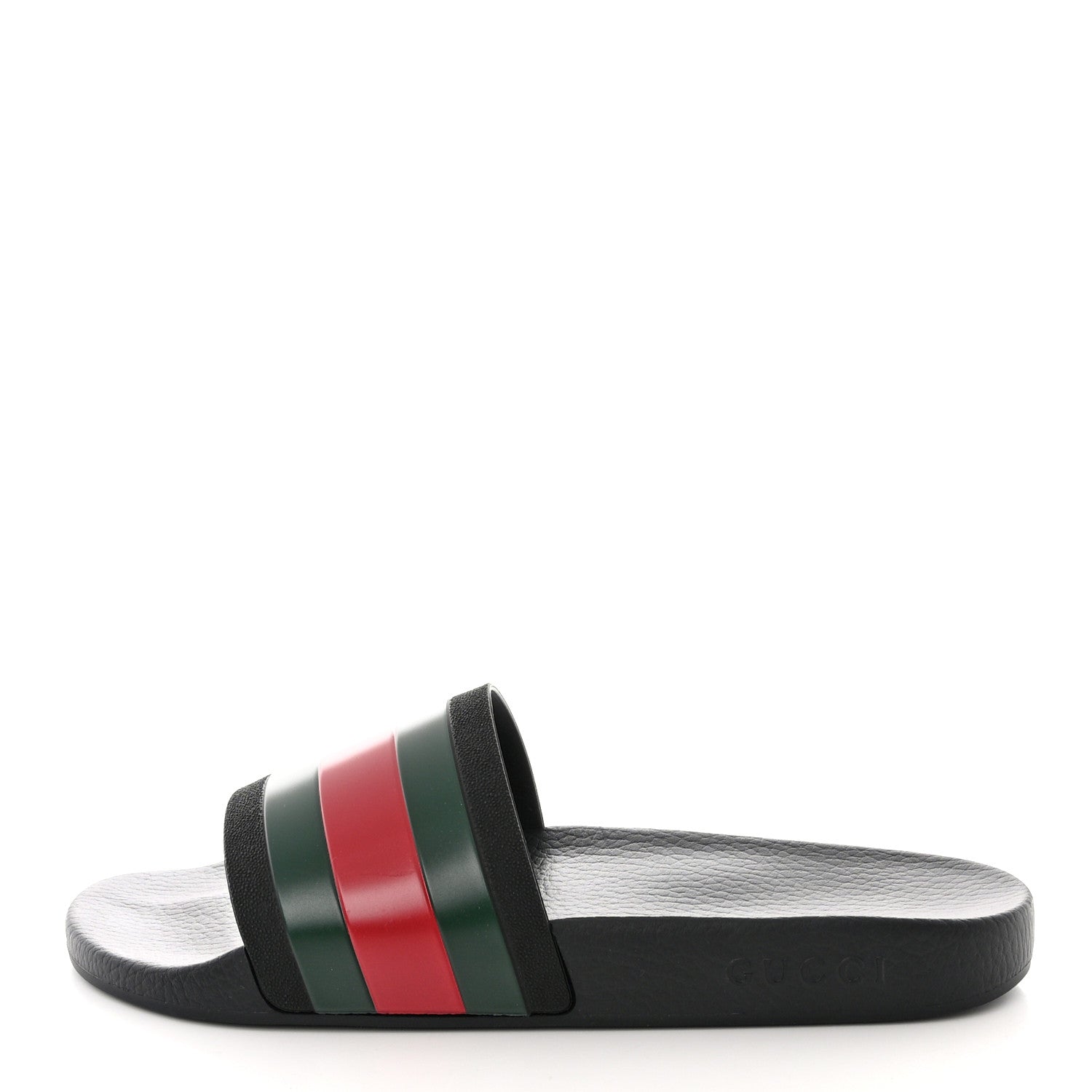 Gucci Rubber Web Mens Pool Slide Sandals 12 Black Green Red 1 of 10
