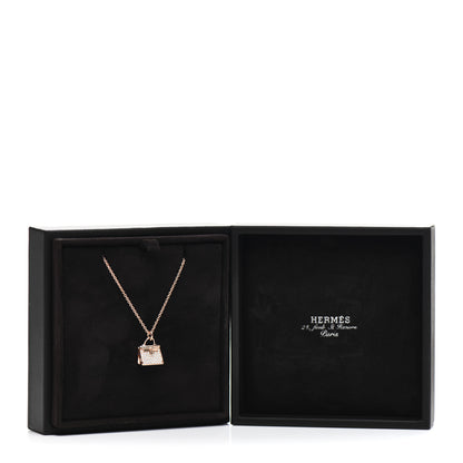 Hermes 18K Rose Gold Diamond Kelly Amulettes Pendant Necklace 5 of 5